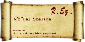 Rádai Szabina névjegykártya